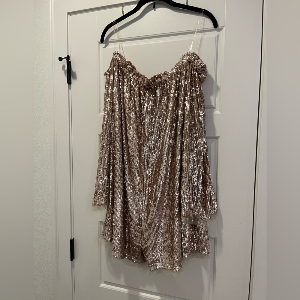Free People Emilia Gold Sequin Romper - Picture 4 of 8